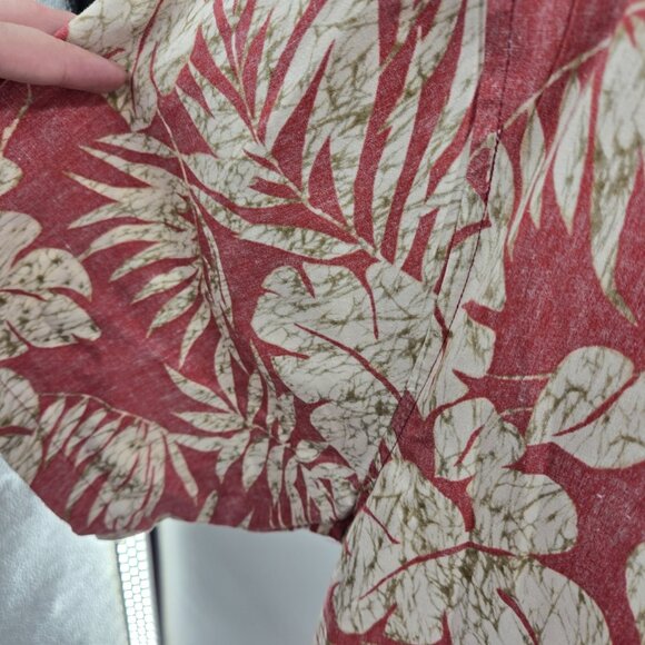 Cooke Street Honolulu Red Aloha Button Down Shirt Pocket 100% Cotton Size Medium - Picture 6 of 8